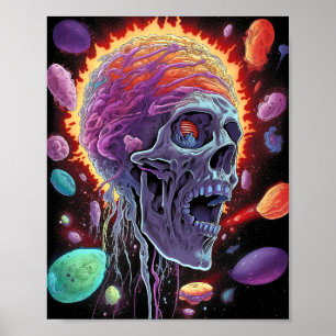 Zombie Skull Creature Sci-fi Horror Art Poster