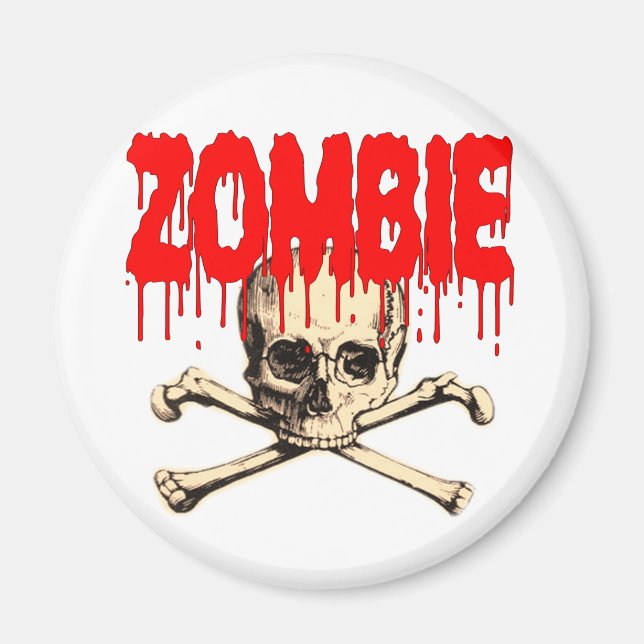 Zombie Skull Red Magnet (Front)