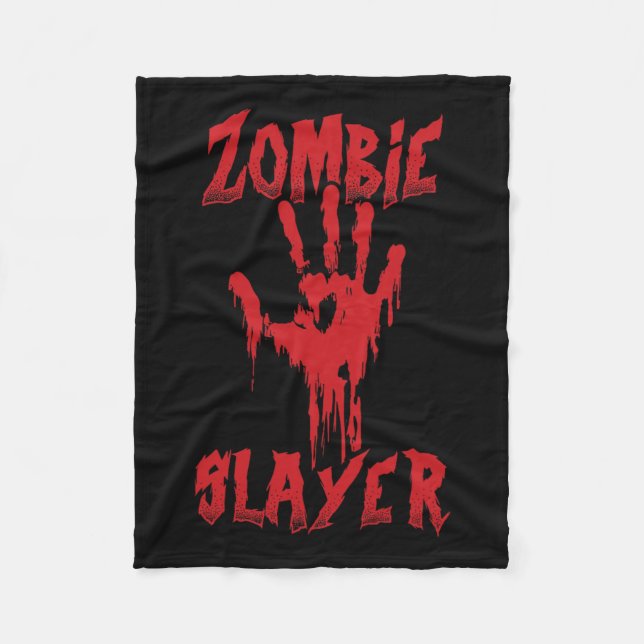 Zombie Slayer Bloody Hand Hunting Zombies Hallowee Fleece Blanket (Front)