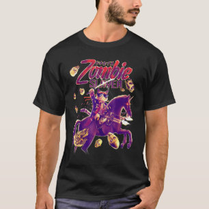 Zombie Slayer Cat Riding A Unicorn Horse With Mach T-Shirt