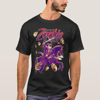 Zombie Slayer Cat Riding A Unicorn Horse With Mach T-Shirt