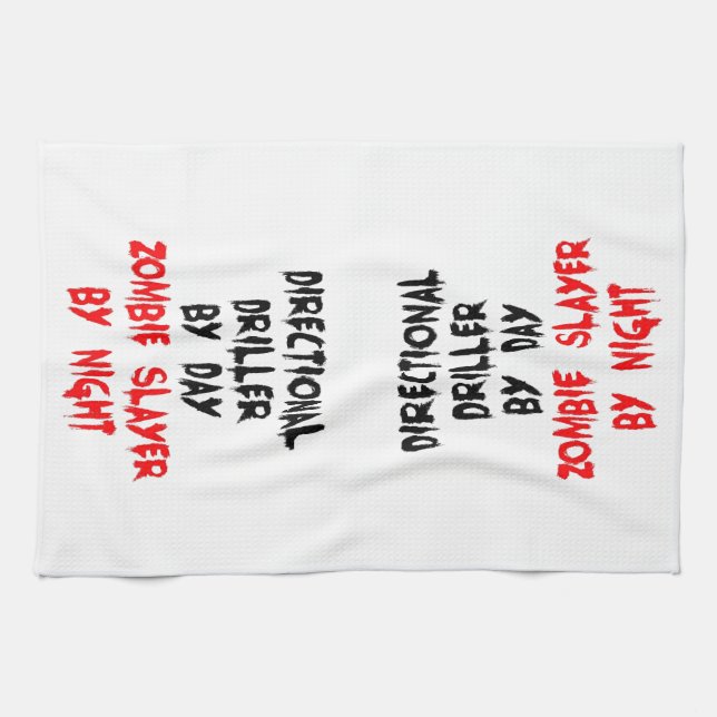 Zombie Slayer Directional Driller Kitchen Towel (Horizontal)