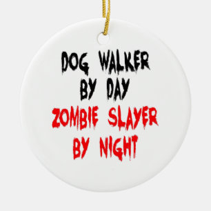 Zombie Slayer Dog Walker Ceramic Ornament