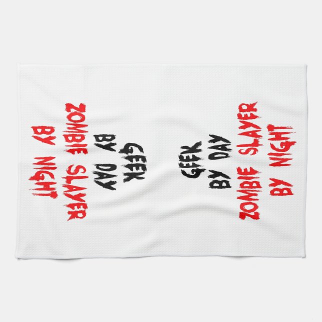 Zombie Slayer Geek Kitchen Towel (Horizontal)