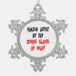 Zombie Slayer Makeup Artist Snowflake Pewter Christmas Ornament