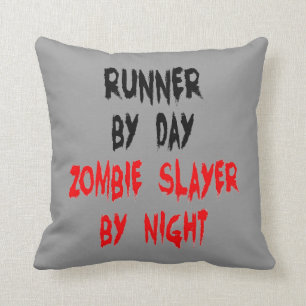 Zombie Slayer Runner Throw Pillow