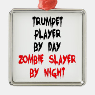 Zombie Slayer Trumpet Player Metal Ornament