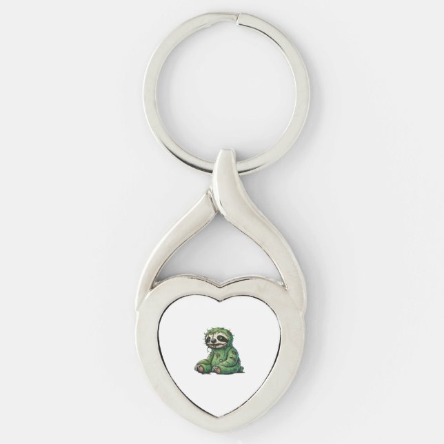 Zombie Sloth Halloween Zombie Sloth Zombie Lover C Keychain (Front)