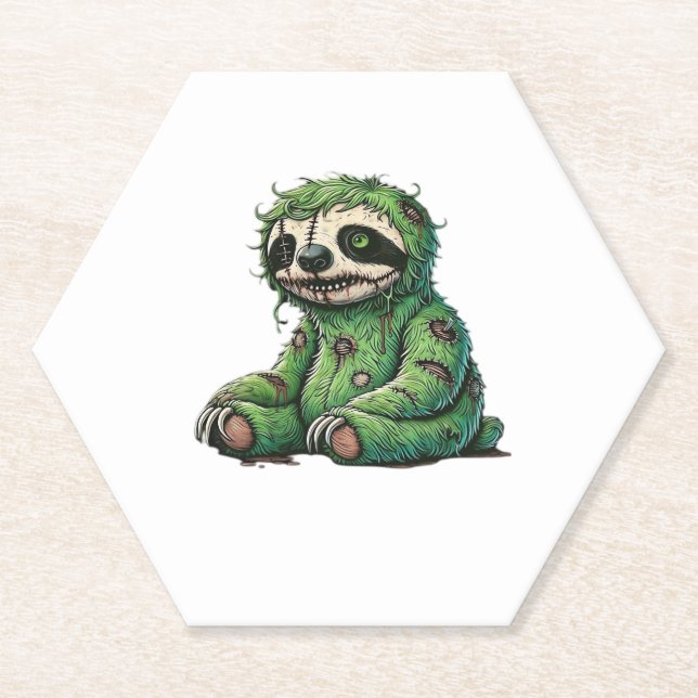 Zombie Sloth Halloween Zombie Sloth Zombie Lover C Paper Coaster (Front)