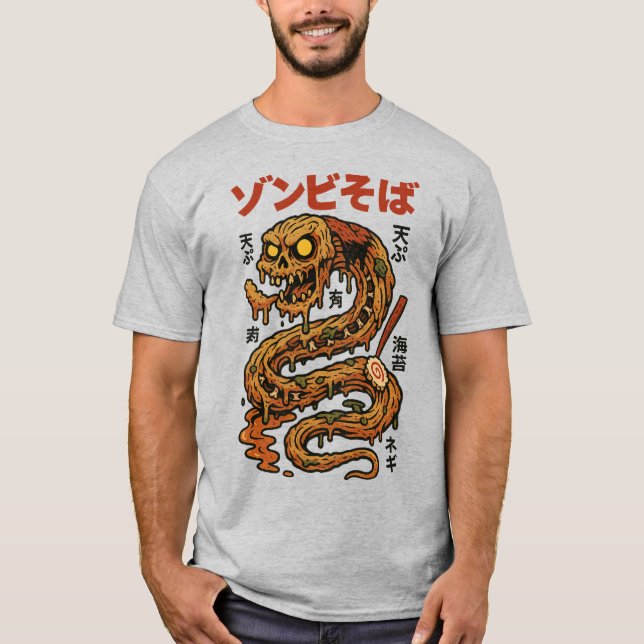 Zombie Soba Noodles – Creepy Japanese Horror Serpe T-Shirt (Front)
