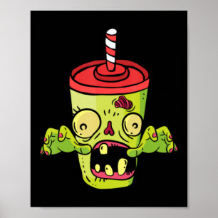Zombie Soda Cup Halloween Monster Retro Horror Poster