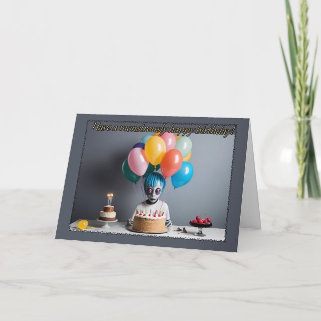 Zombie souhaite la carte d'anniversaire du garçon (Devant)