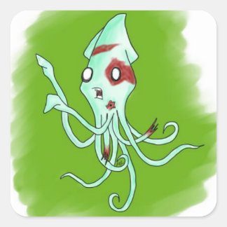 Zombie Squid Square Sticker
