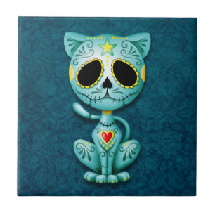 Zombie Sugar Kitten, blue Tile