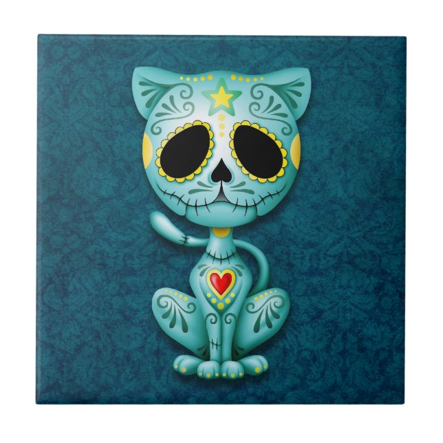 Zombie Sugar Kitten, blue Tile (Front)