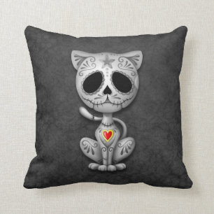 Zombie Sugar Kitten, dark Throw Pillow