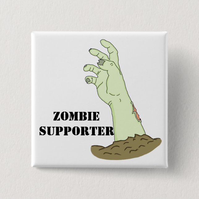 Zombie Supporter 2 Inch Square Button (Front)