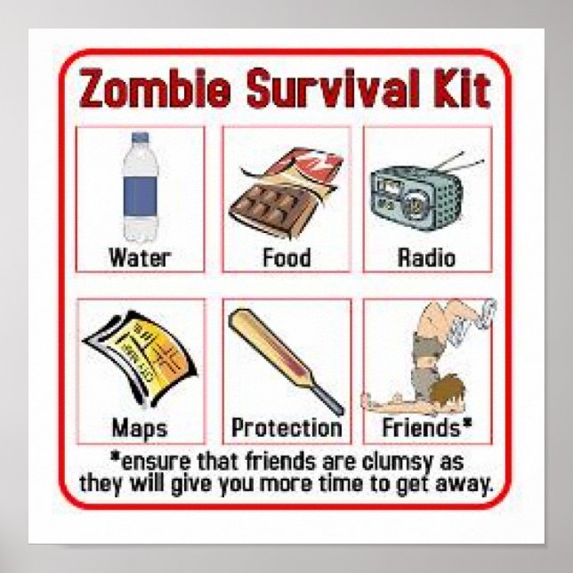 Zombie survival kit poster (Front)