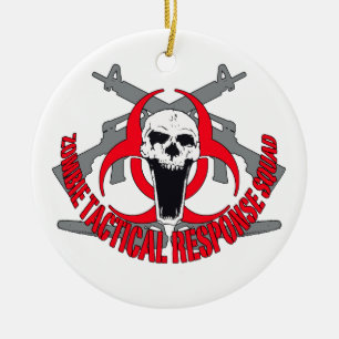 Zombie tactical red ceramic ornament