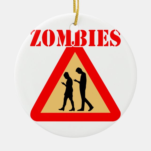 Zombie Teens With Cell Phones Ceramic Ornament (Front)