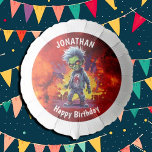 zombie-themed boy birhday balloon<br><div class="desc">zombie-themed boy birhday Balloon Fiery Zombie personalized plates for a little boy. Click the "Customize it!" button to change the text size, text colour, font style and more! If this product has the option to transfer the design to another item, please make sure to adjust the design to fit if...</div>