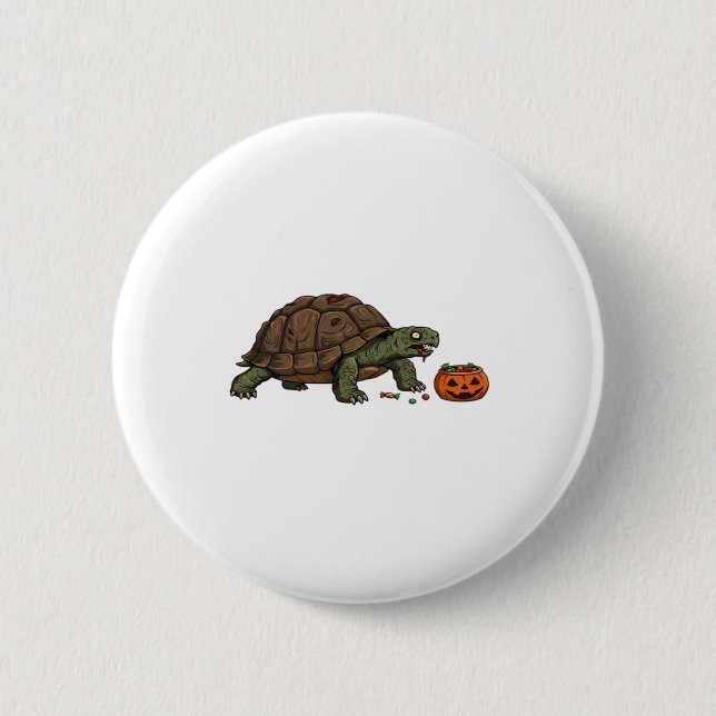 Zombie Turtle Candy Crawl - Spooky Slow Halloween  2 Inch Round Button (Front)