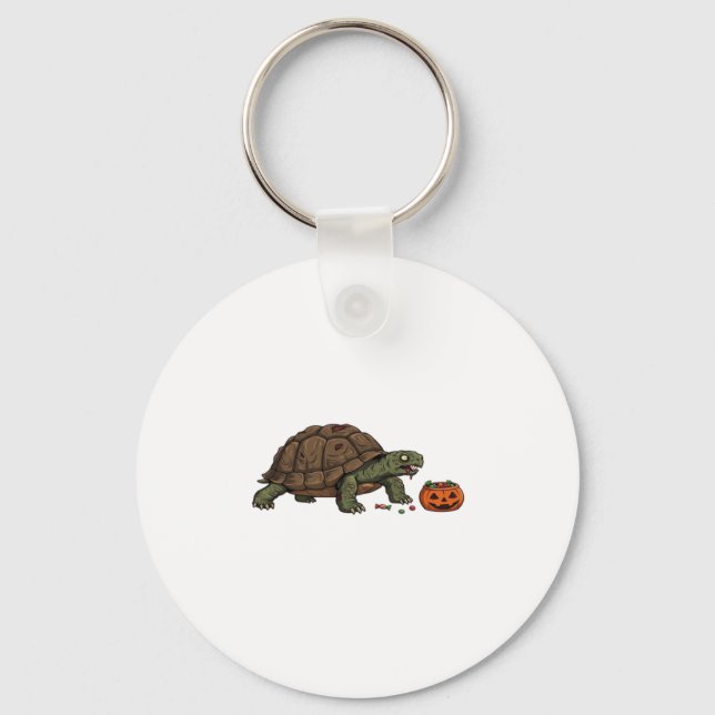 Zombie Turtle Candy Crawl - Spooky Slow Halloween  Keychain (Front)