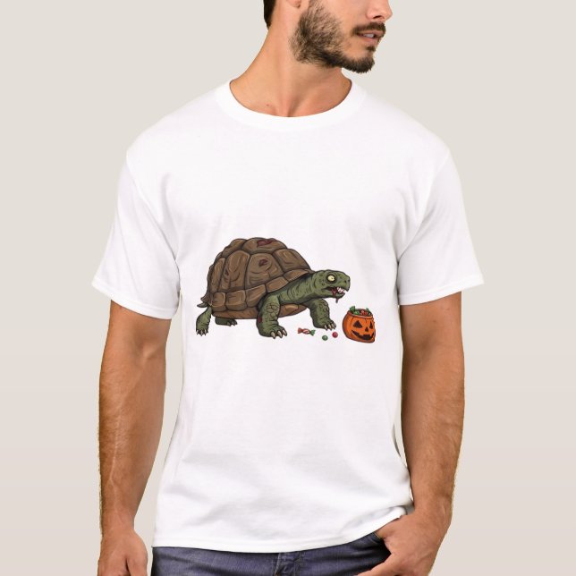 Zombie Turtle Candy Crawl - Spooky Slow Halloween  T-Shirt (Front)