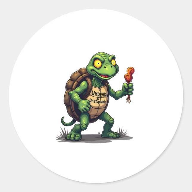 Zombie Turtle Classic Round Sticker (Front)