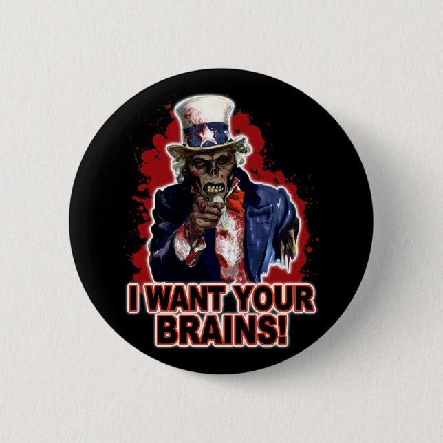 Zombie Uncle Sam 2 Inch Round Button (Front)