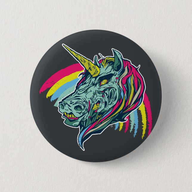 Zombie Unicorn 2 Inch Round Button (Front)