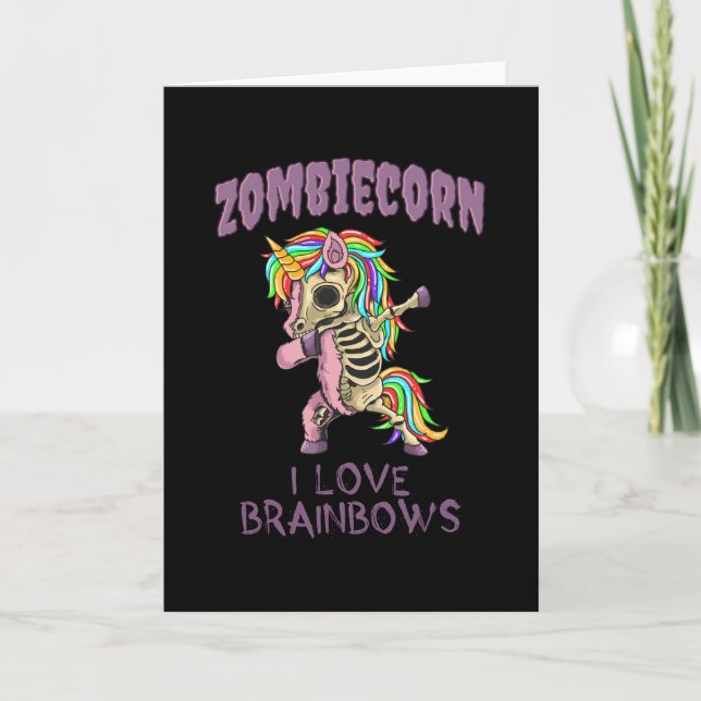 Zombie Unicorn Halloween Dab Zombiecorn Card (Front)