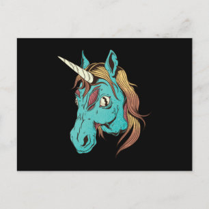 Zombie Unicorn Head Postcard