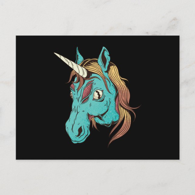 Zombie Unicorn Head Postcard (Front)