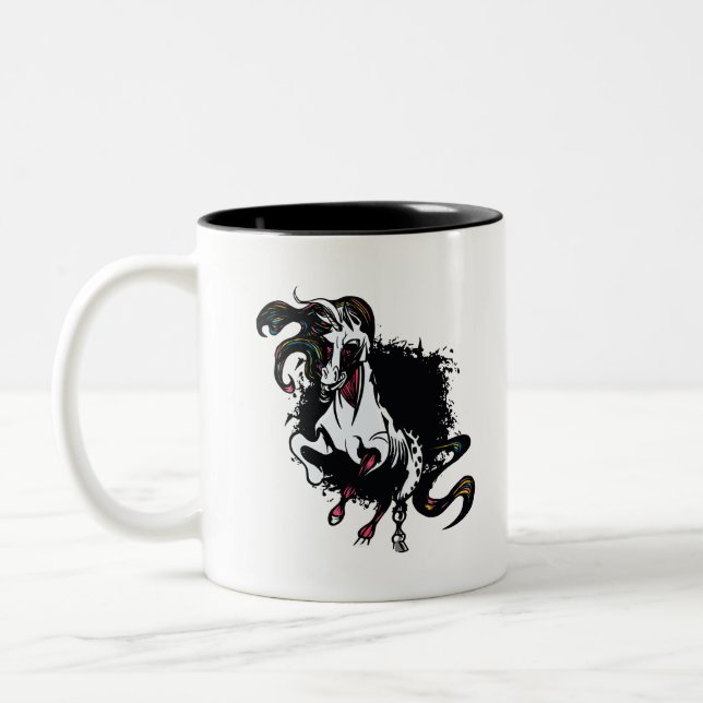 Zombie Unicorn Standing Two-Tone Coffee Mug (Left)