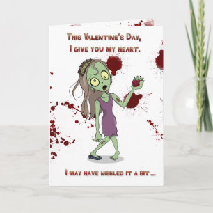 Zombie Valentine - nibbled heart Holiday Card