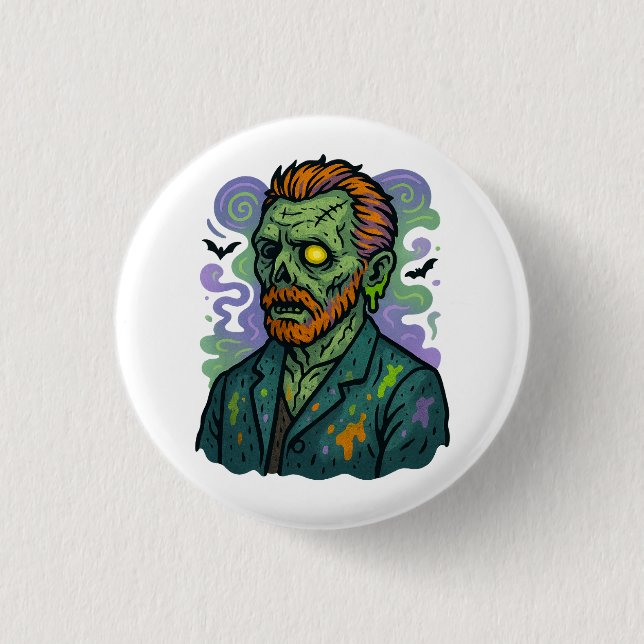 Zombie Van Gogh – Cartoon Comic Parody 1 Inch Round Button (Front)