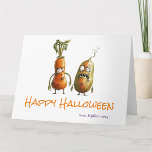 Zombie veggie Halloween greeting Card