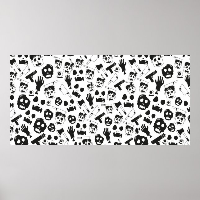 Zombie vintage Seamless Pattern Background theme Poster (Front)