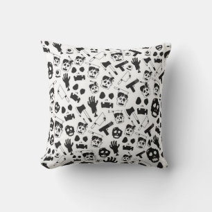 Zombie vintage Seamless Pattern Background theme Throw Pillow