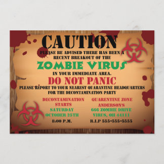 Zombie Virus Halloween Party Invitation
