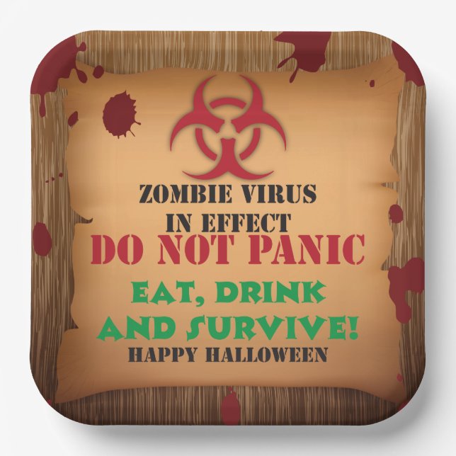 Zombie Virus Halloween Party Paper Plate (Front)