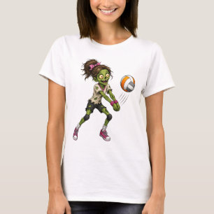 Zombie Volleyball Player Halloween Spike Spooky T-Shirt