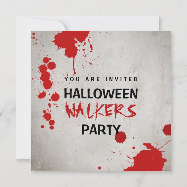 Zombie Walkers Bloodstained Halloween Party Invitation (Front)