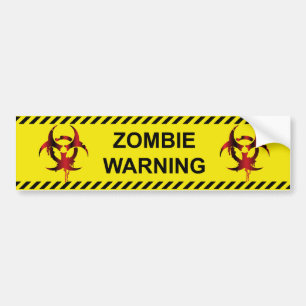 Zombie Warning Bumper Sticker