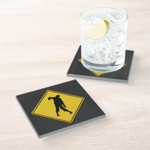 Zombie Warning Halloween Glass Coaster