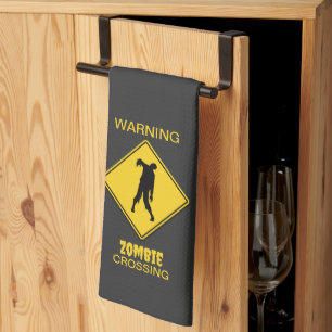 Zombie Warning Halloween Kitchen Towel