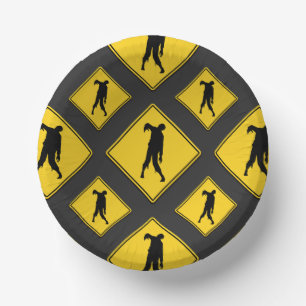 Zombie Warning Halloween Paper Plate