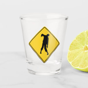Zombie Warning Halloween Shot Glass