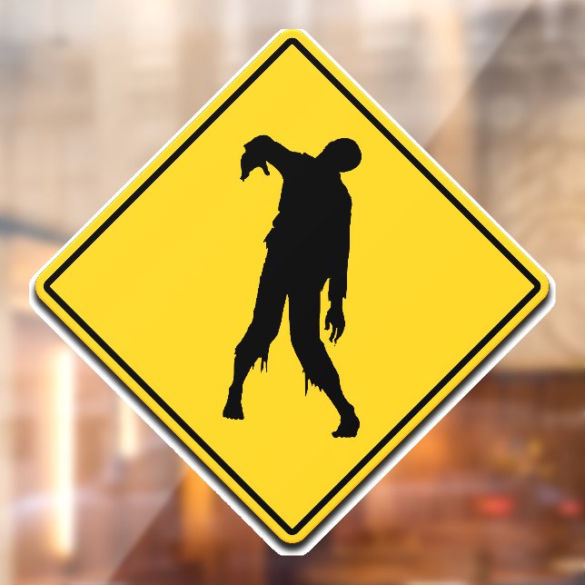 Zombie Warning Halloween Window Cling (Sheet 2)